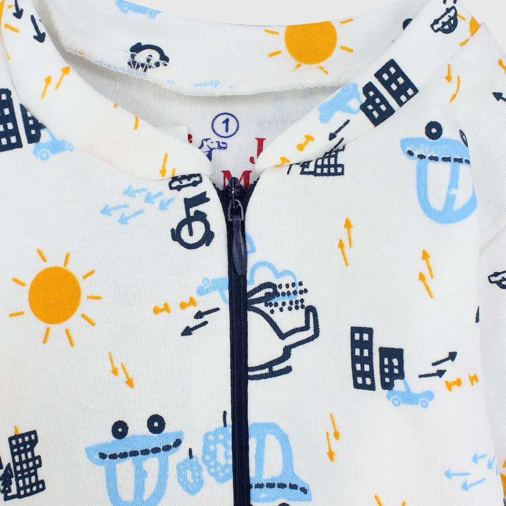 Transportation Long-Sleeved Baby Footie