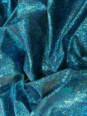 Turquoise-black iridescent shattered glass design 4 way Stretch nelon spandex-leggings-dresses-bathing suits-apparel-sold by the yard.