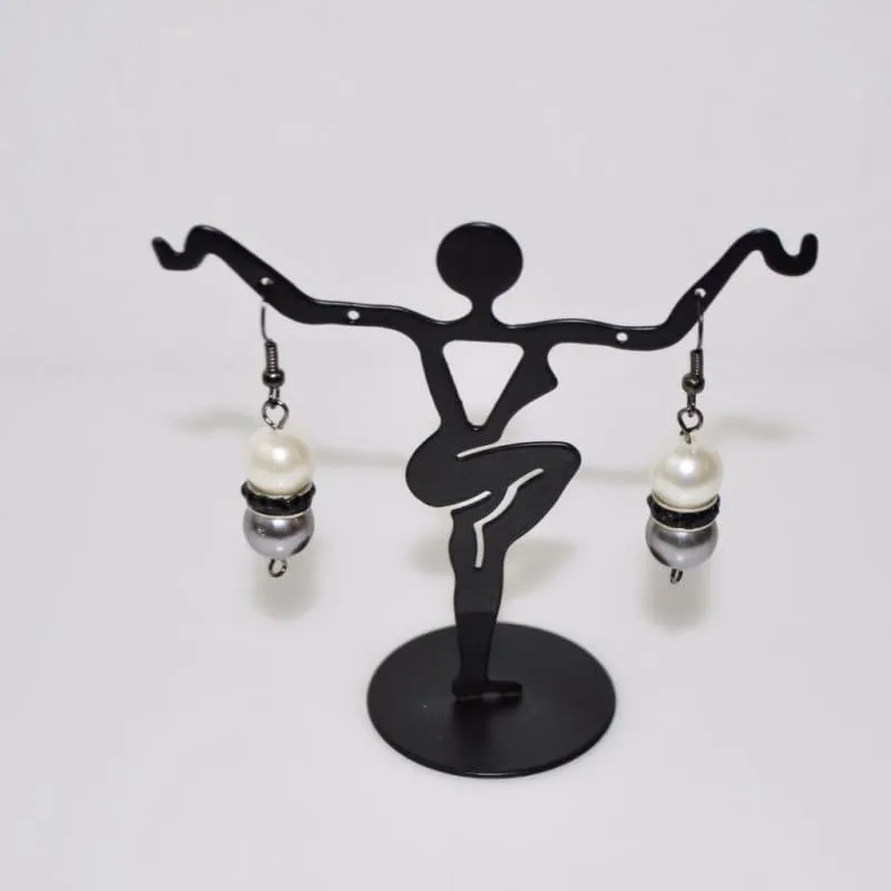 Two tone shell dangle earrings