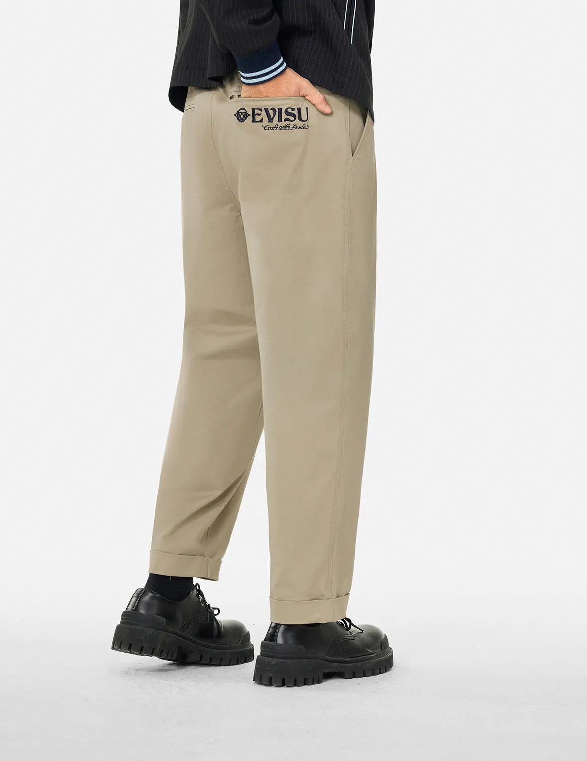 Wheel of Wisdom and Logo Embroidery Taper Chino