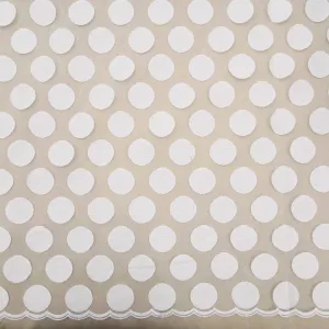 White Ovals Embroidered Tulle Fabric