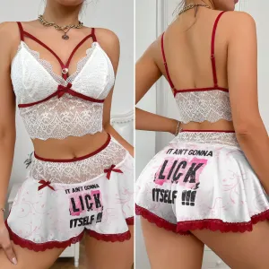 Women's Pajama Set, Naughty Lace Two Piece Nightwear Outfit