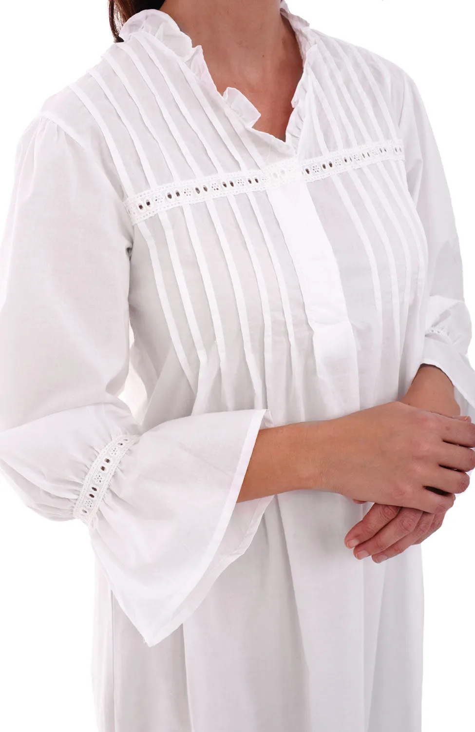 Women's Romeo and Juliet Cotton Nightgown, Bell Sleeve Victorian Sleepwear