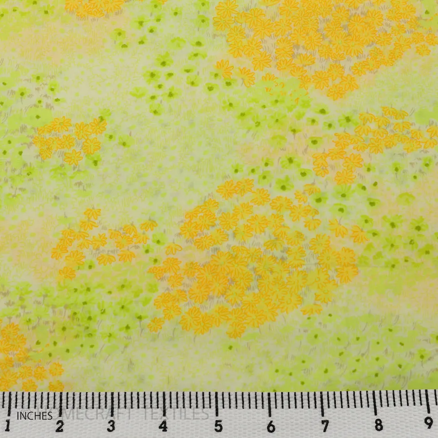Yellow Spring Meadow Cotton Print